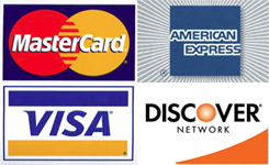 VISA, MasterCard, Discover, and American Express